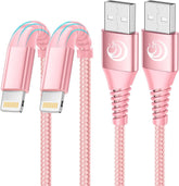 Aioneus iPhone Charger 6ft 2Pack, Apple Certified USB A to Lightning Cable Nylon Braided Phone Charger Cord Fast Charging for iPhone 14 13 12 11 Pro Xr Xs Max 10 8 7Plus 6 SE -Pink